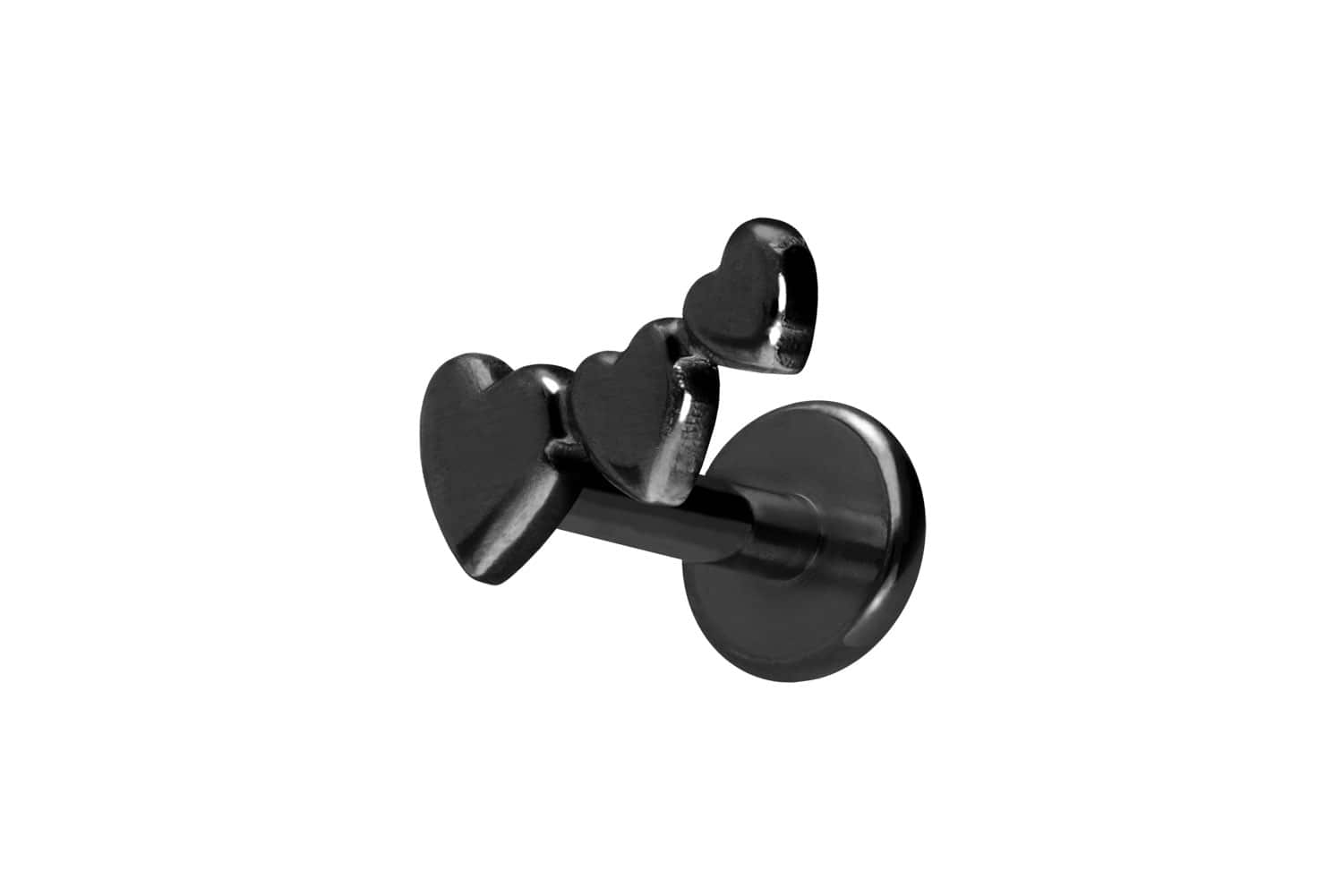 Titan Labret Piercing mit Push Fit 3 HERZEN